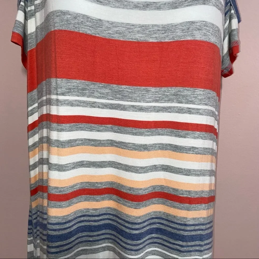Dress Barn NWT striped high low cold shoulder dress women’s medium - Picture 6 of 7